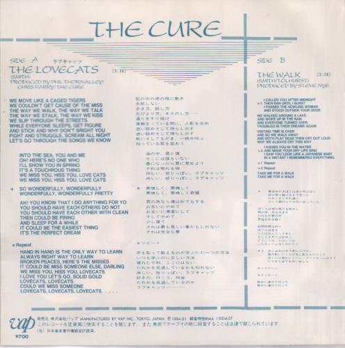 The Cure The Lovecats Japanese 7